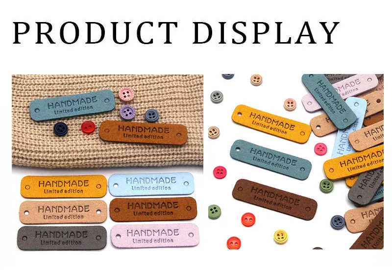 Description Picture 3 of item20Pcs Handmade Label For Clothes "Limited Edition" Hand Made Tag Fiber Leather Label DIY Hats Bags Sew Accessories 54*15MM