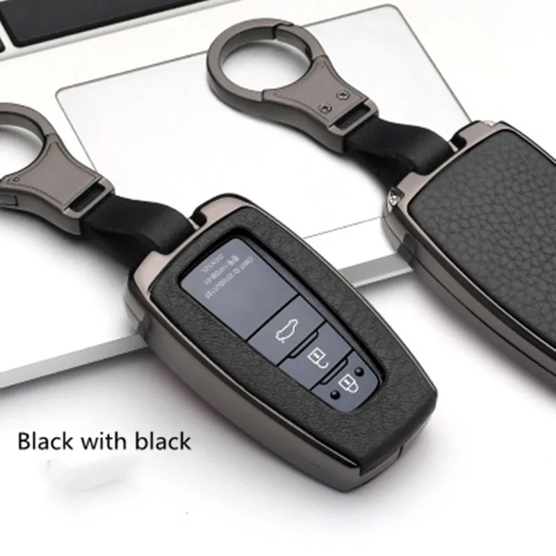 Чехол для ключей автомобиля из сплава+ кожи, держатель для Toyota Prius CHR C-HR Camry, защитный чехол для ключей с дистанционным управлением