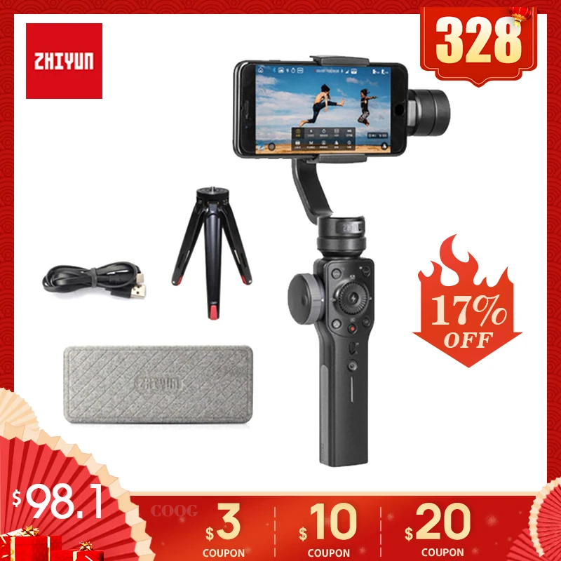 Ручной 3 осевой Бесщеточный Стабилизатор Zhiyun Smooth 4 для iPhone X Xs Samsung gopro hero 7 6 PK DJI Osmo