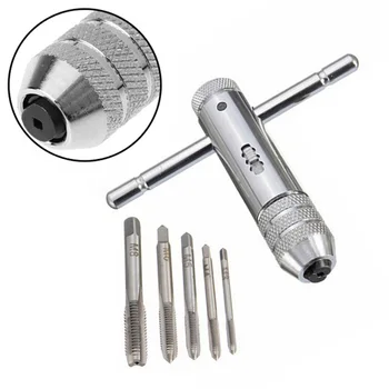 

5pc M3-M8 3-8mm T-Handle Adjustable Ratchet Taps Machine Screw Thread Tap Wrench