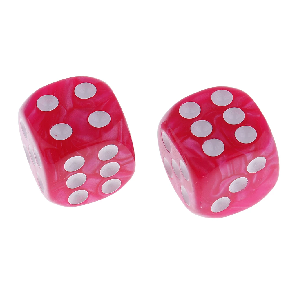 20pcs/Pack Pearlized Opaque 6 Sided Dice Role Play Game Accessory Pink+Blue