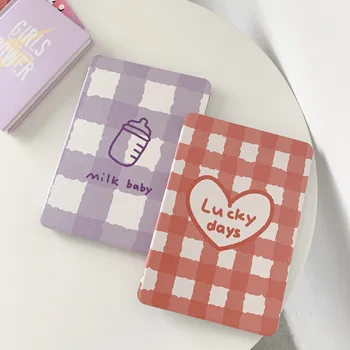 

7.9 9.7 inch Grid Design Lucky Heart Milk Baby Soft Protective Case For iPad Air 1 2 3 Mini 4 5 Pro 2017 2018 2019 2020 Cover