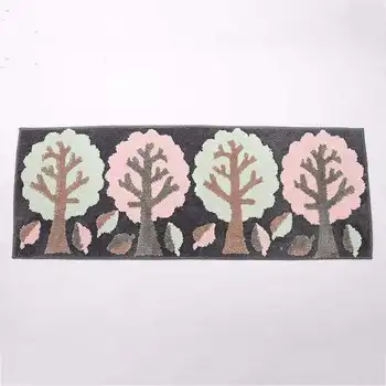 

Cute Flowers and Trees Rural Mat Flocking Thickened Porch Carpet Bathroom Anti-slip Pad Machine Washable Soft Rug Home Decor