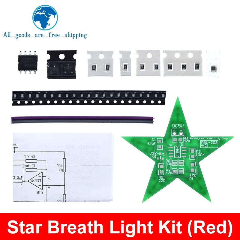 Fünfzackiger Stern, Atemlicht, Farbverlauf, LED-Licht für TZT, Weihnachten, Löten, Training, Rot, Grün, Blau, Studenten, Training, DIY – Detail 7