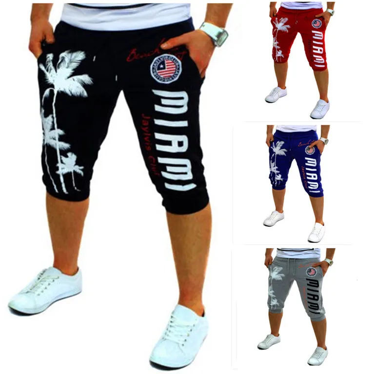 

2017 Men Trunks for Men Digital Printing Palm Pattern Casual Athletic Pants