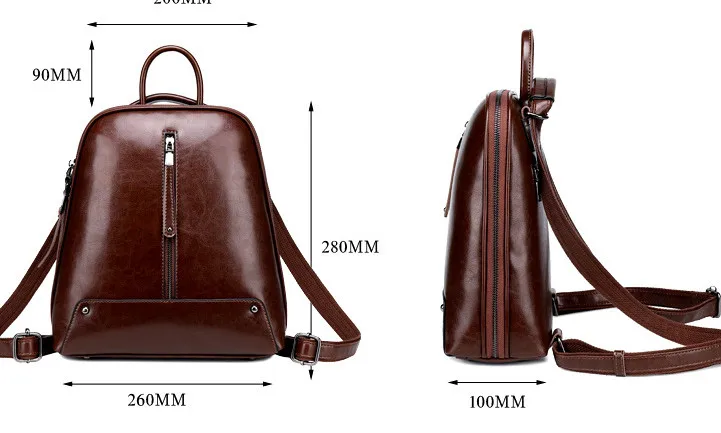 Женский подлинный кожаный рюкзак для путешествий, сумка-рюкзак, сумка на одно плечо, модная сумка для девочек, женский рюкзак из воловьей кожи с воском