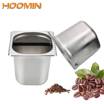 

HOOMIN Espresso Knock Box Practical Anti Slip Coffee Knock Box Kitchen Tool Durable Coffee Supplies Stainless Steel Two Size