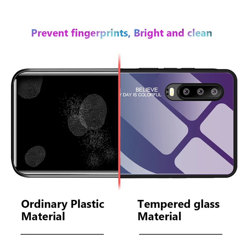 Чехол с радужным градиентом для телефона Huawei P30 Pro P Smart 2019 чехол из закаленного