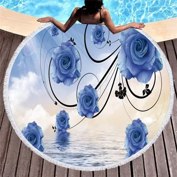 

Summer Flower Microfiber Beach Towel Quick Dry Towel Tapestry Yoga Mat Girl Rose Shower Bath Towel Tassel Picnic Mat for Travel