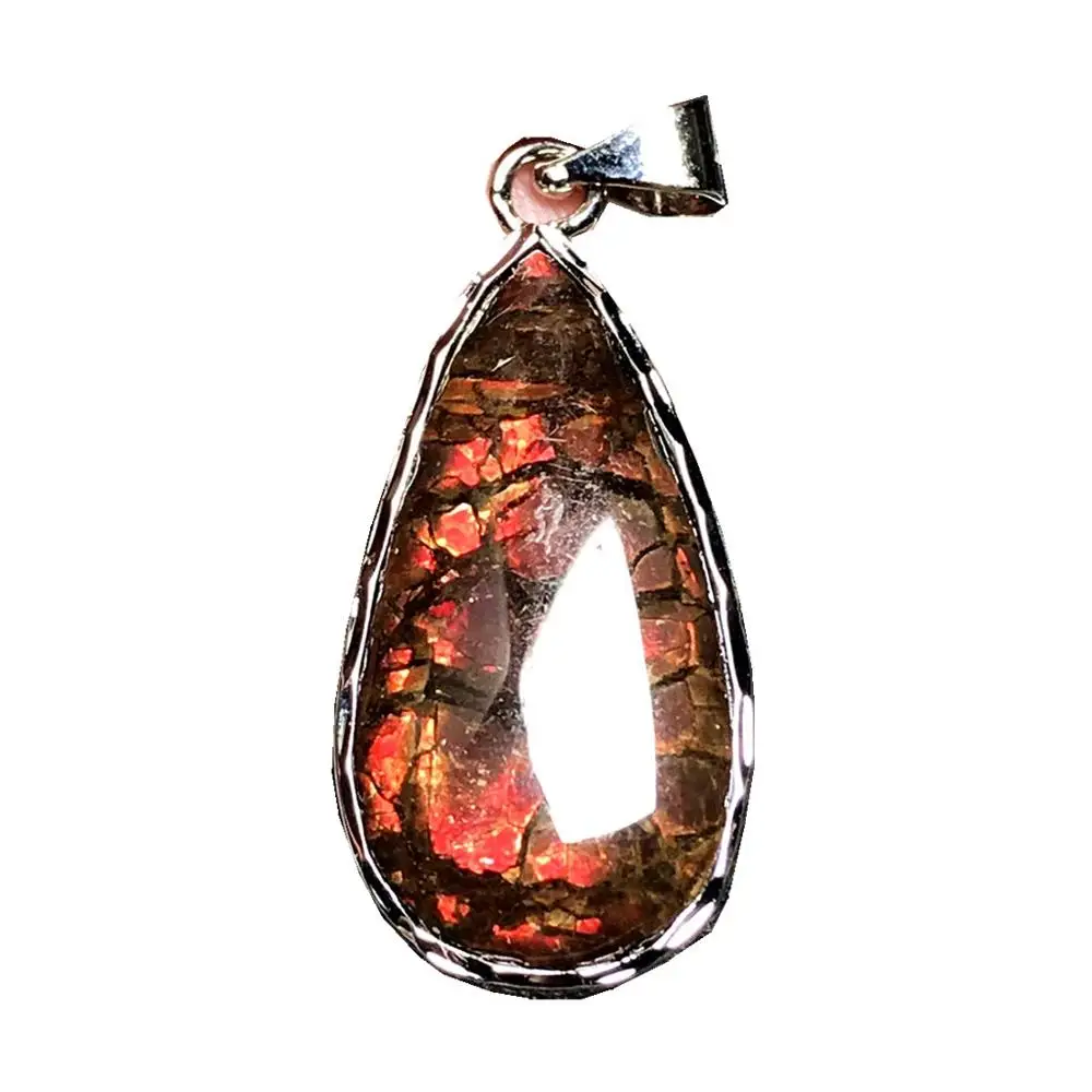 Genuine Natural Red Ammonite AmmolitePendant For Woman Man 25x13x4mm Water Drop Beads Stone 925 Silver Crystal Jewelry AAAAA | Украшения и