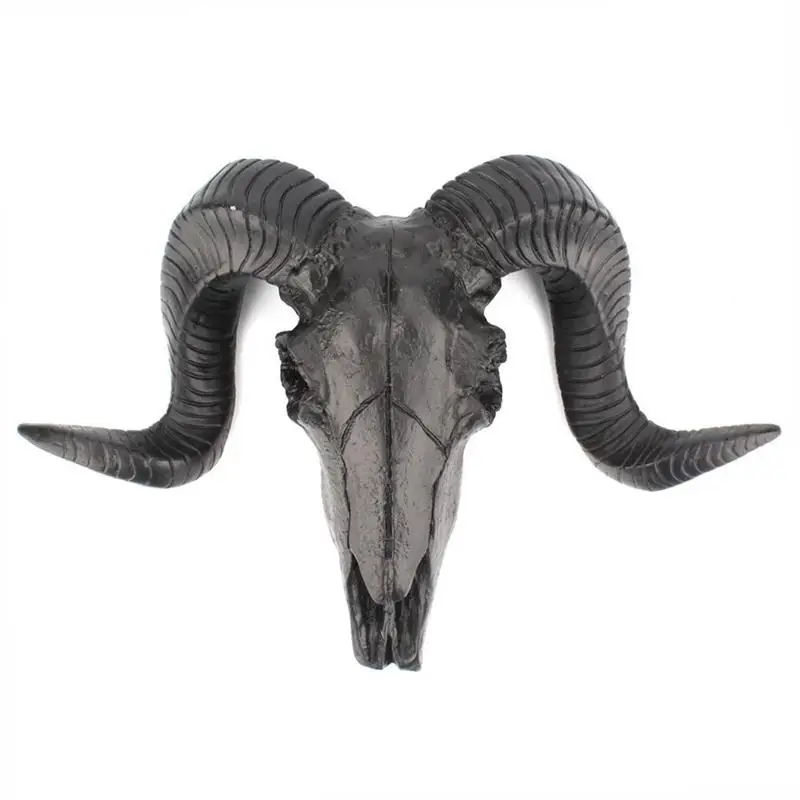 Настенное украшение 3D Shofar скелет орнамент Longhorn Овечья голова из смолы