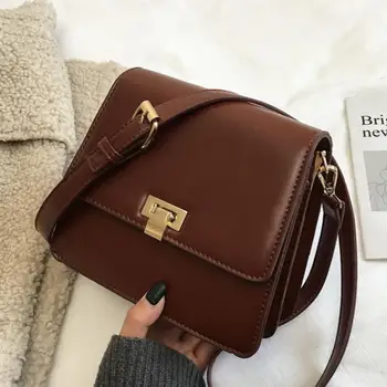 

Vintage Fashion Female Square Bag 2019 New High Quality PU Leather Women's Designer Handbag Lock Shoulder Messenger Bag Purses