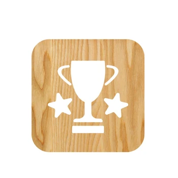 

Wooden Trophy Lamp Kids Bedroom Decoration Warm Light LED USB Night Light for Children Gift