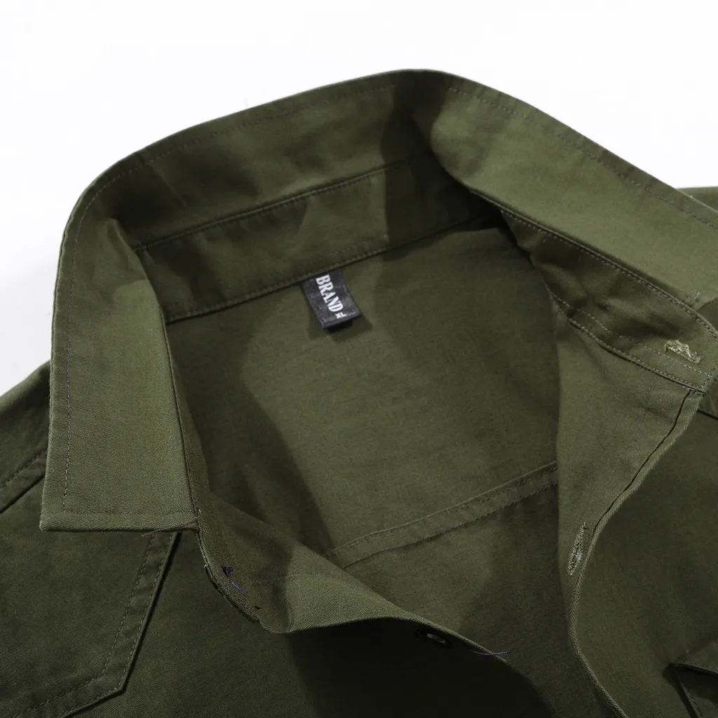 Vogue Camisa Masculina мужская рубашка Повседневная модная Военная однотонная хлопковая Свободная рубашка с коротким рукавом топы