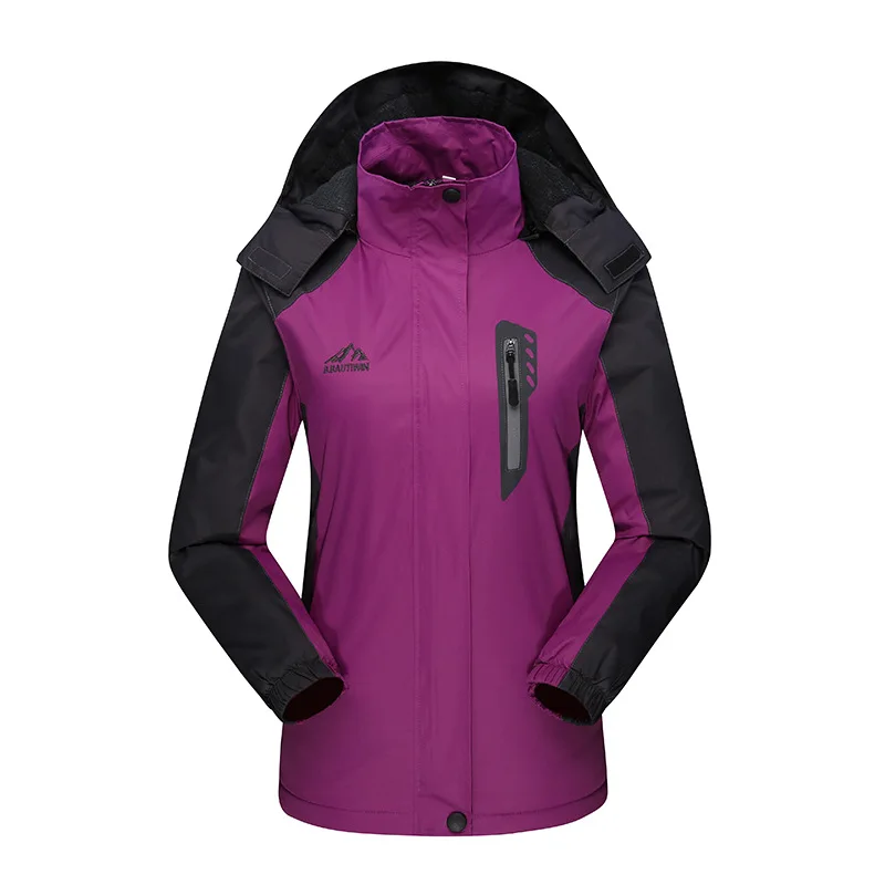 Горные мужские и женские осенне-зимние походные куртки, водонепроницаемая ветровка для альпинизма, кемпинга, треккинга, дождя, рыбалки, пальто - Цвет: Thicken woman purple