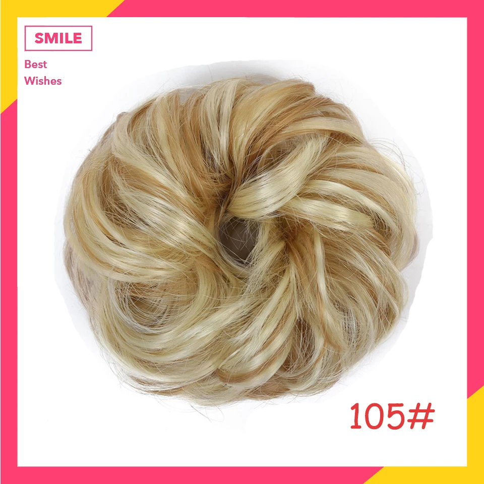 Для женщин натуральные кудрявые резинки шиньон синтетический термостойкий зажим для наращивания волос обертывание для конского хвоста для невест - Цвет: 105