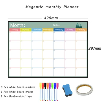 

A3 Magnetic Weekly Monthly Planner 2021 Calendar Dry Erase Soft Whiteboard Door Board Message Practice Memo Fridge Wall Sticker
