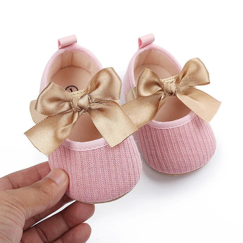 Ma&Baby 0-12M Valentine's Day Baby Girl Red Shoes Spring Autumn Cute Princess Bow Knitted Crib Shoes For Girls