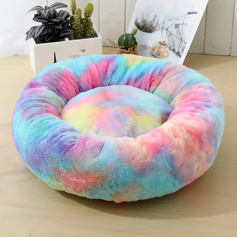 Rainbow Long Plush Dog Kennel Super Soft Dog Bed Round Washable Cat House Velvet Mats Sofa For Dog Chihuahua Dog Basket Pet Bed Rainbow Long Plush Dog Kennel Super Soft Dog Bed Round Washable Cat House Velvet Mats Sofa For Dog Chihuahua Dog Basket Pet Bed