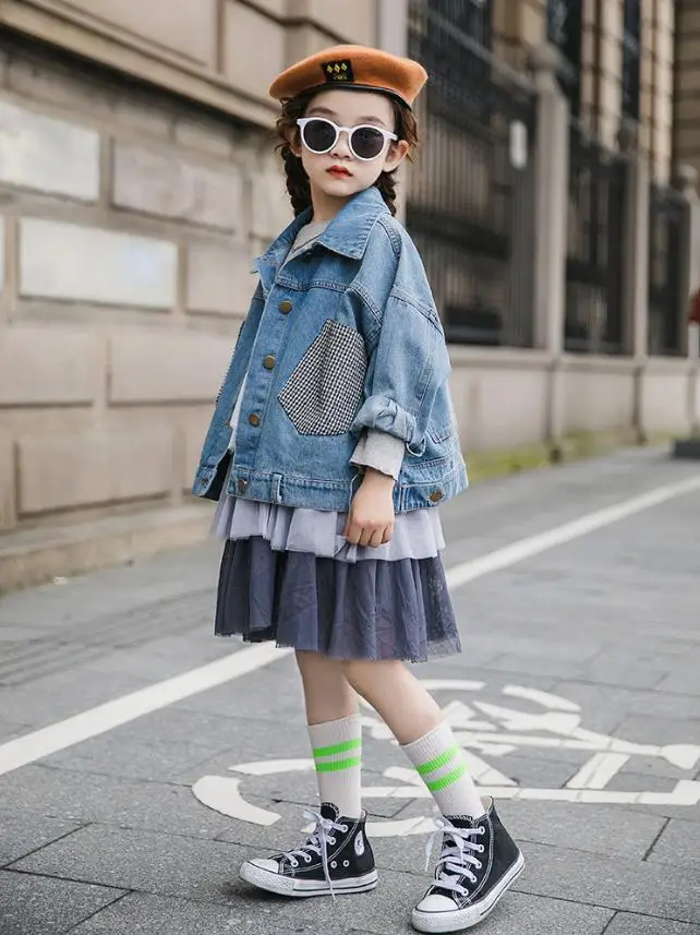 Детская Модная Джинсовая Куртка Harajuku с большим карманом, свободная джинсовая куртка Modis, детская верхняя одежда, Y1862