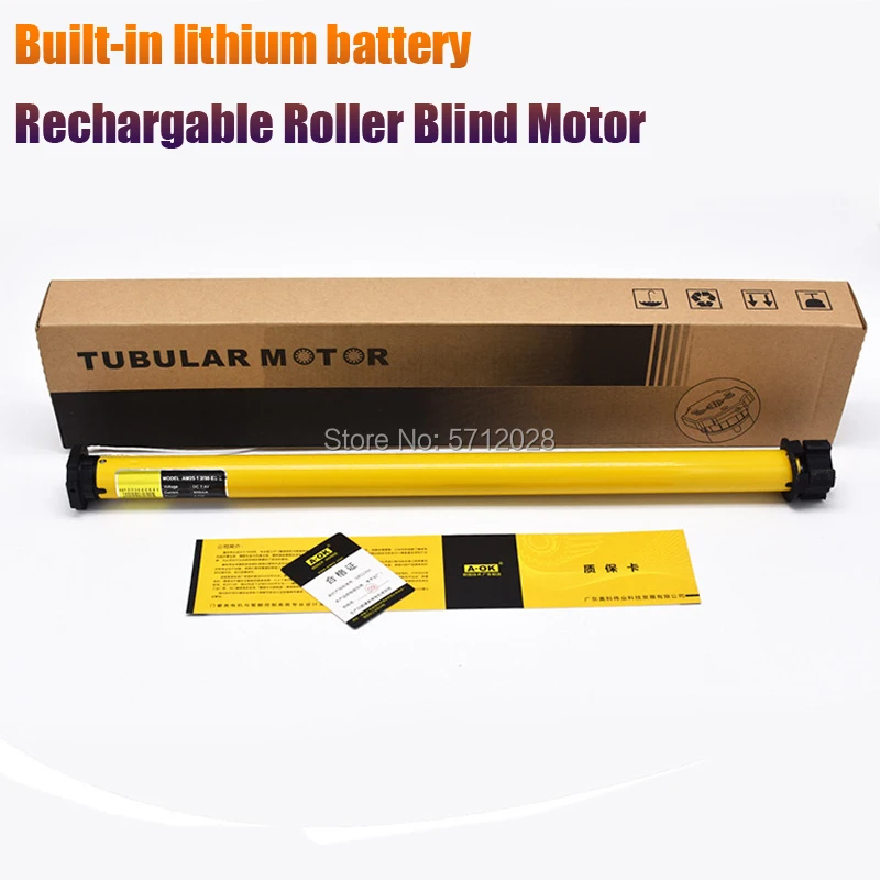 A-OK Rechargable Smart Motor with romote Built-in lithium battery tubular motor for 38MM Tube Motorized Electric Roller Blind |