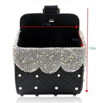 

Sparkling Diamond Rhinestones Car Mobile Phone Holder Storage Box Bag Decor Stylish Bling Bling Car Styling Accessories