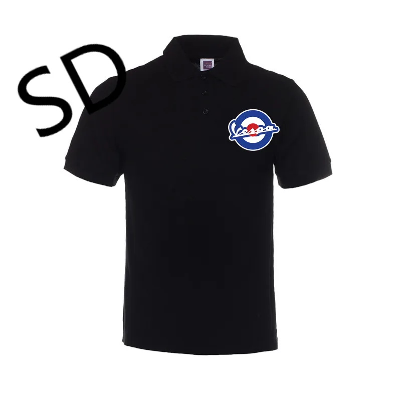Дропшиппинг мотоцикл Vespa рубашка поло мужская camisa Polo masculina уличная поло Homme летние топы рубашка размера плюс одежда - Цвет: Black