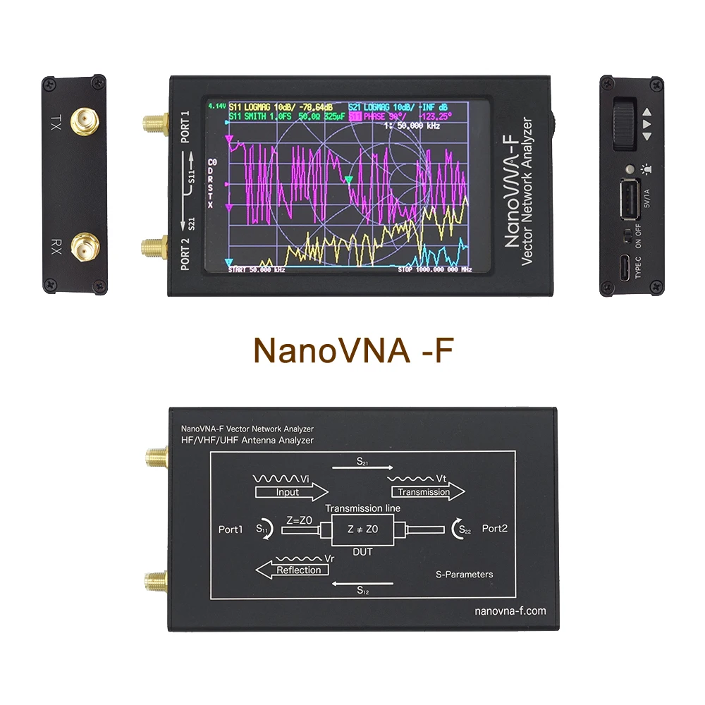 Портативный Векторный анализатор сети NanoVNA -F VNA измеритель КСВ 50 кГц-1000 МГц 4 3