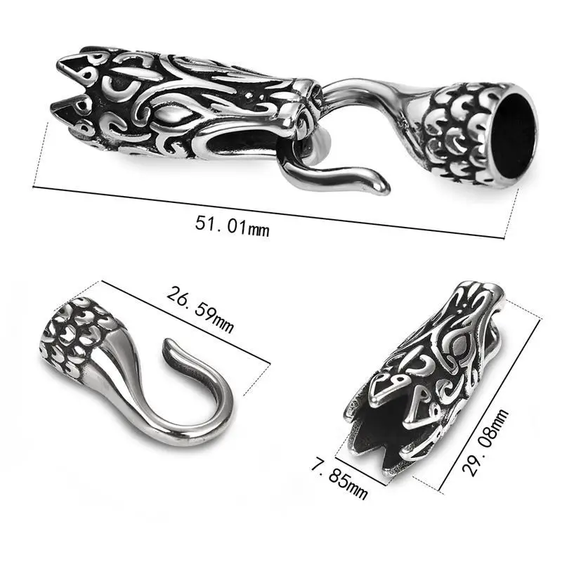 8 Нержавеющая сталь застежка крючок голова животного браслет разъем подходит 6 8 мм кожаный шнур конец застежки для мужчин ювелирных изделий - Цвет: 8