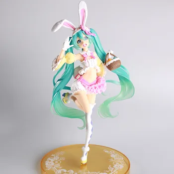 

20cm Anime figure Miku rabbit ear Spring Image ver Cute Face changeble PVC Action Figure Collection Model Toy Doll
