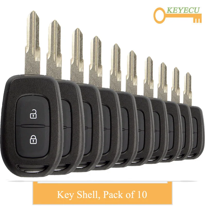 KEYECU 10 шт. дистанционного ключа автомобиля оболочки чехол для Renault Sandero Dacia Logan Dokker Duster Trafic Clio 4, Fob 2 кнопки с лезвием