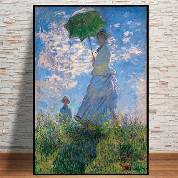

Claude Monet Woman With A Parasol Poster Painting Home Decor Living Room Cuadros Wall Art Pictures Painting Artwork Decoration