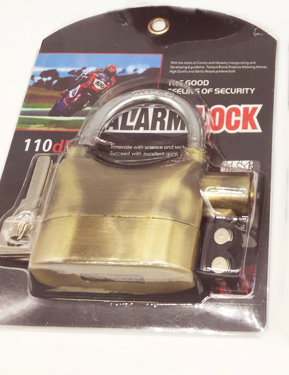 Built-in Movement Sensor Security 110db Siren Alarm Lock Universal Anti-Theft Padlock for Bicycle Motorcycle Door Gate - Цвет: Золотой