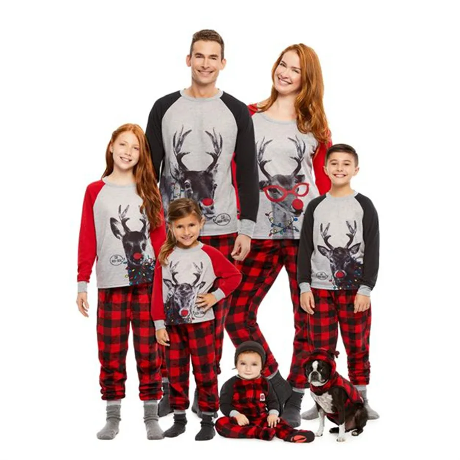 

2020 Christmas Family Matching Pajamas Set Xmas Print Adult Kids Pyjamas Nightwear Baby Romper Merry Christmas Outfits Pijamas