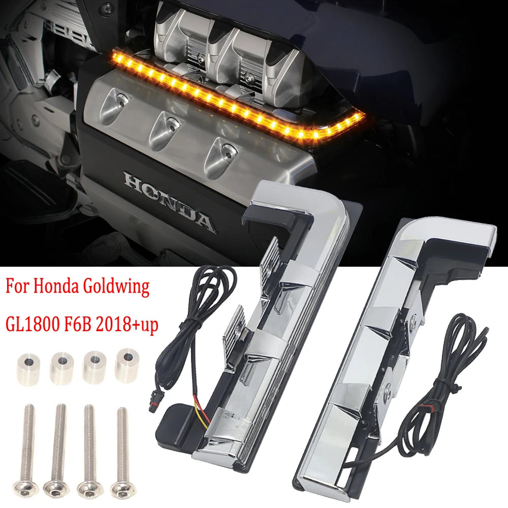 Motorcycle Chrome LED Engine Lighting Panels For Honda Goldwing GL1800 F6B GL 1800 Gold Wing Tour DCT