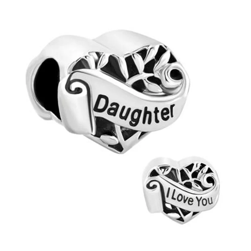 Браслеты на удачу с надписью Heart I love you mom подходит для браслетов Pandora подвесками