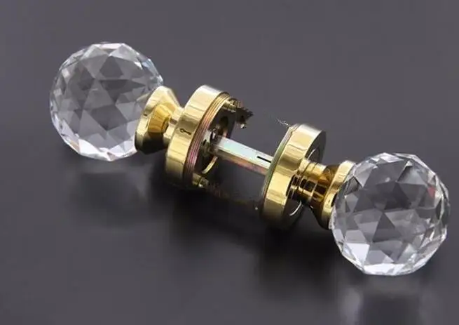 Gold Прозрачный цинковый сплав позолоченный и хромированный Твердый K9 кристалл с бриллиантами двойная большая ручка для двери невидимая дверная ручка 60 мм - Цвет: Gold