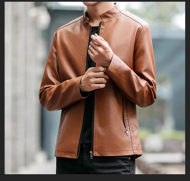 Autumn And Winter New Style Men's Locomotive Leather Coat Korean-style Washing PU Leather Jacket