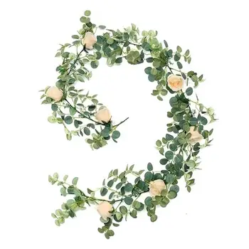 

with 8 Roses Handmade Artificial Plant Fashion Creative Simulated Eucalyptus Artificial InsRattan Home Decor Livingroom