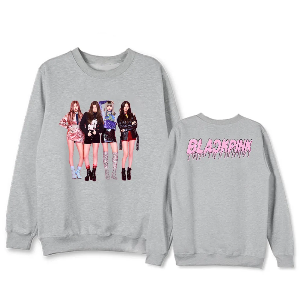 Kpop черные розовые круглые толстовки с воротниками женские корейские хип-хоп уличные толстовки Модные мужские толстовки с принтом свитшоты 2XL одежда