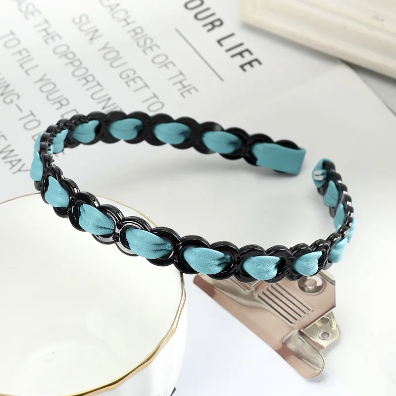 E blue AWAYTR модная одежда для девочек из повязки на голову, Для женщин аксессуары для волос Нескользящая повязка тонкая боковая сторона с зубьями и сердечком и повязка на голову, Головные уборы - Цвет: E blue