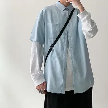 

2020 Summer New Youth Popular Men's Loose Solid Color Single-breasted Short-sleeved Shirt Fashion Casual Shirt Jacket