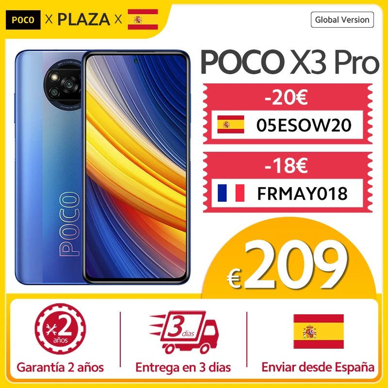 POCO X3 Pro-Sensor de huella dactilar lateral, desbloqueo facial IA, Qualcomm Snapdragon 860, 120Hz, 33W, nueva versión Global