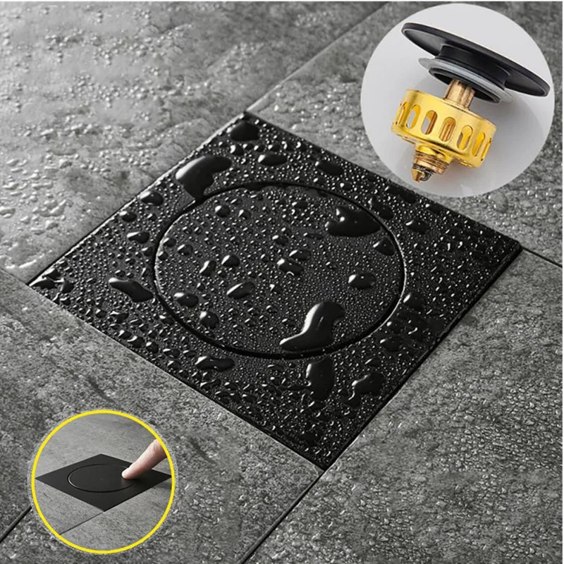 

Floor Drain-Floor Cover Floor Drain Square Pop Up Shower Room Anti-odor Push Down Drain Plug Bathroom Kitchen Accessary