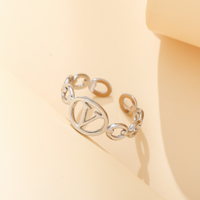 Out A-ZLetter 2Colors Metal Adjustable Opening Ring Initials Name Alphabet Female Party Fashion Jewelry Christmas Present
