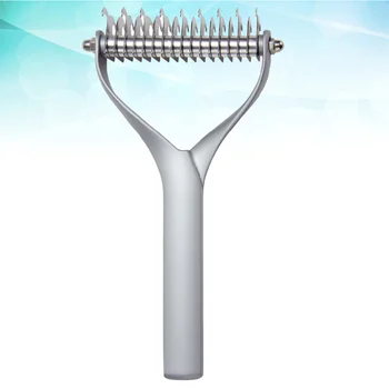

1 Pc Pet Comb with Handle Double-sided Remove Hair Unhitch Grooming Tool Easy to Use Pet Fur and Lint for Dog (Silver)