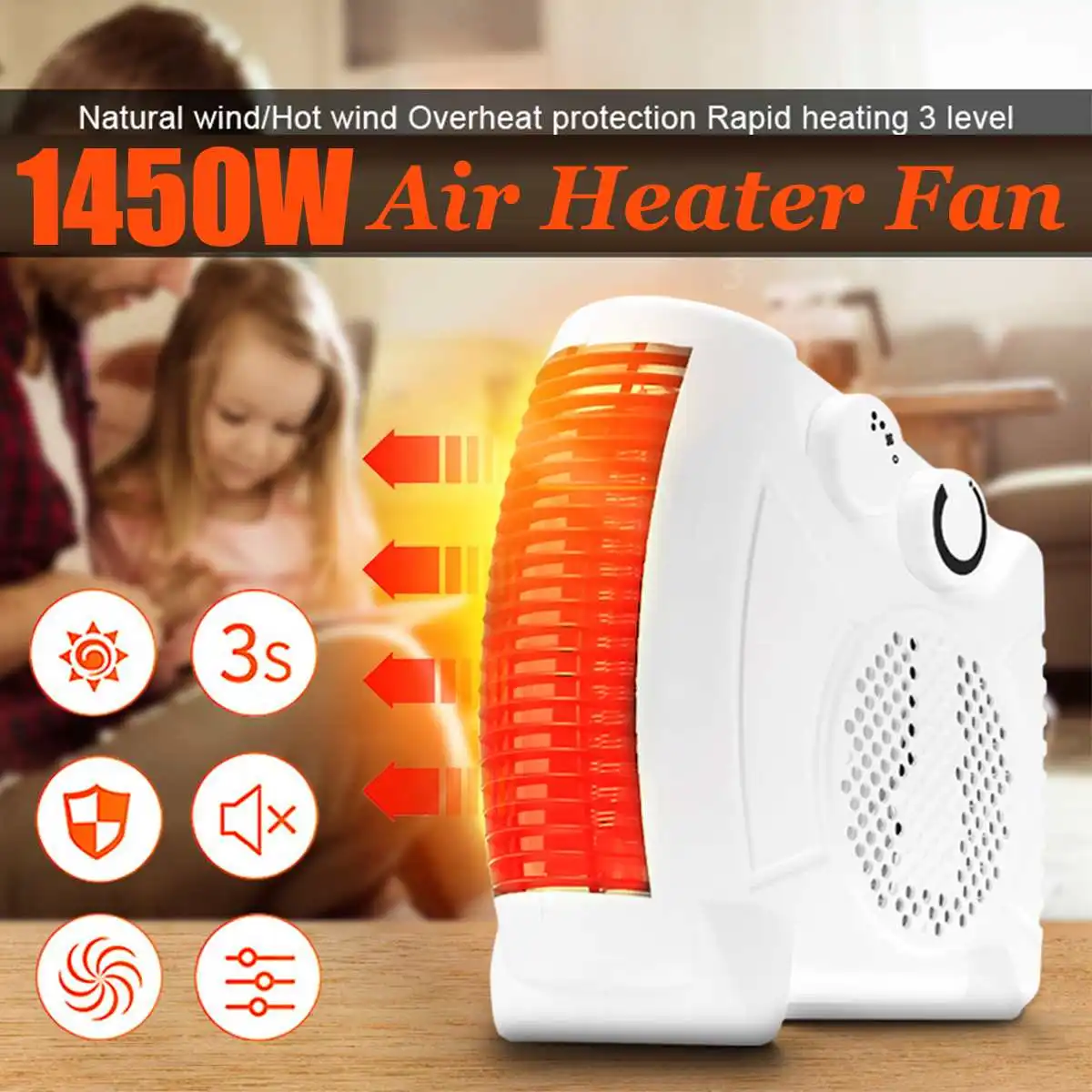 

Portable Mini Electric Heaters Radio Type Hot Heaters Three-speed Adjustment Overheat Protection Suit For Winter and Summer