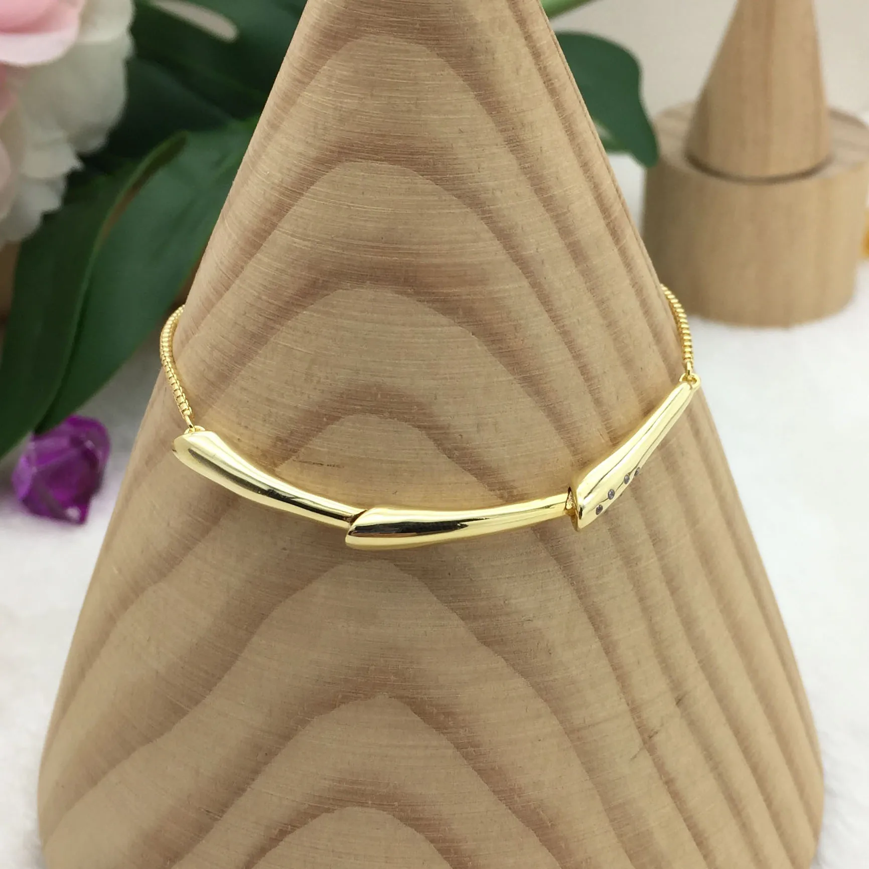 925 пробы Серебряный классический цветок стебель слайдер золотой браслет для женщин очаровательные ювелирные изделия