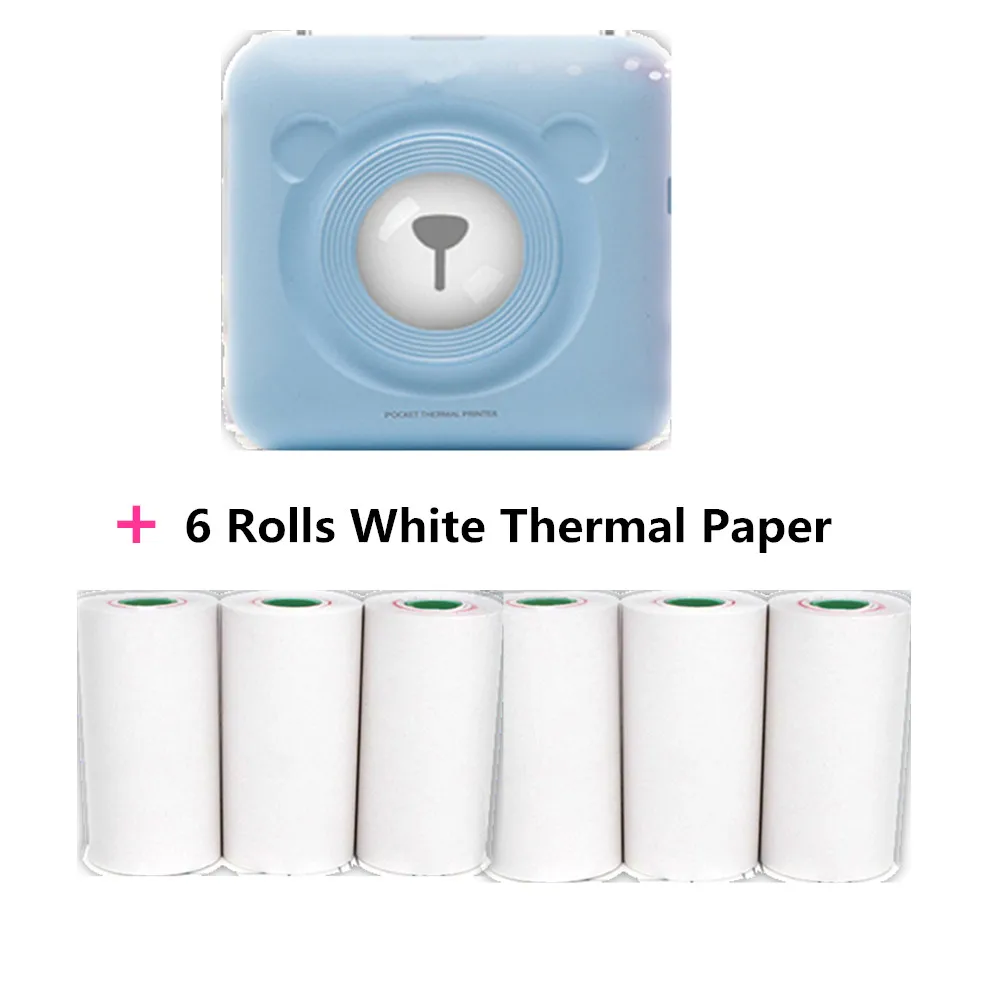 Printer add 6 rolls GOOJPRT A6 Peripage Bluetooth ручной фотопринтер Мини карманный принтер для IOS Android системы телефон Pequinas Impresoras Fotos - Цвет: Printer add 6 rolls