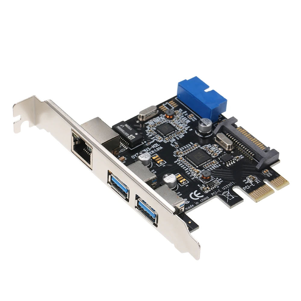 PCI-E к USB3.0 карта расширения 2 USB3.0 порта 4Pin блок питания и гигабитная высокоскоростная сеть